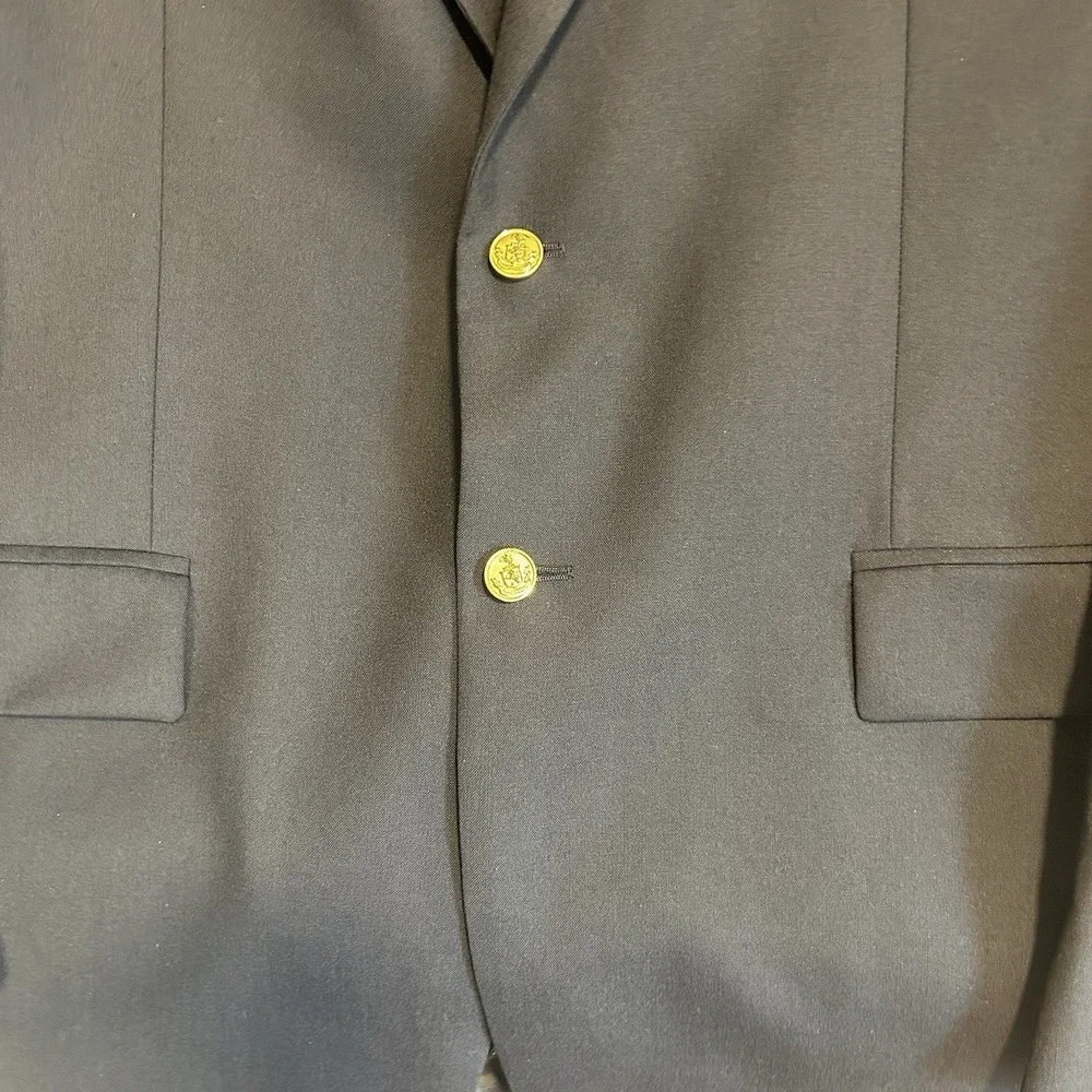 Ralph Lauren Chaps Blazer Mens 44L Blue Wool Gold Button Sport Coat Made Canada